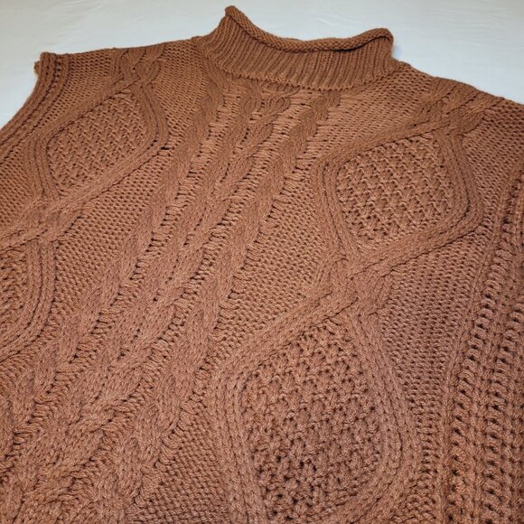 SHE + SKY Sweater Vest Rust Sleeveless Cable Knit Womens Size Small - Picture 8 of 8